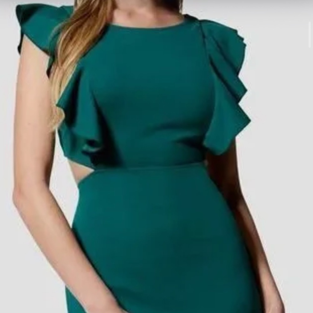 bebe Asymmetrical Green Dress